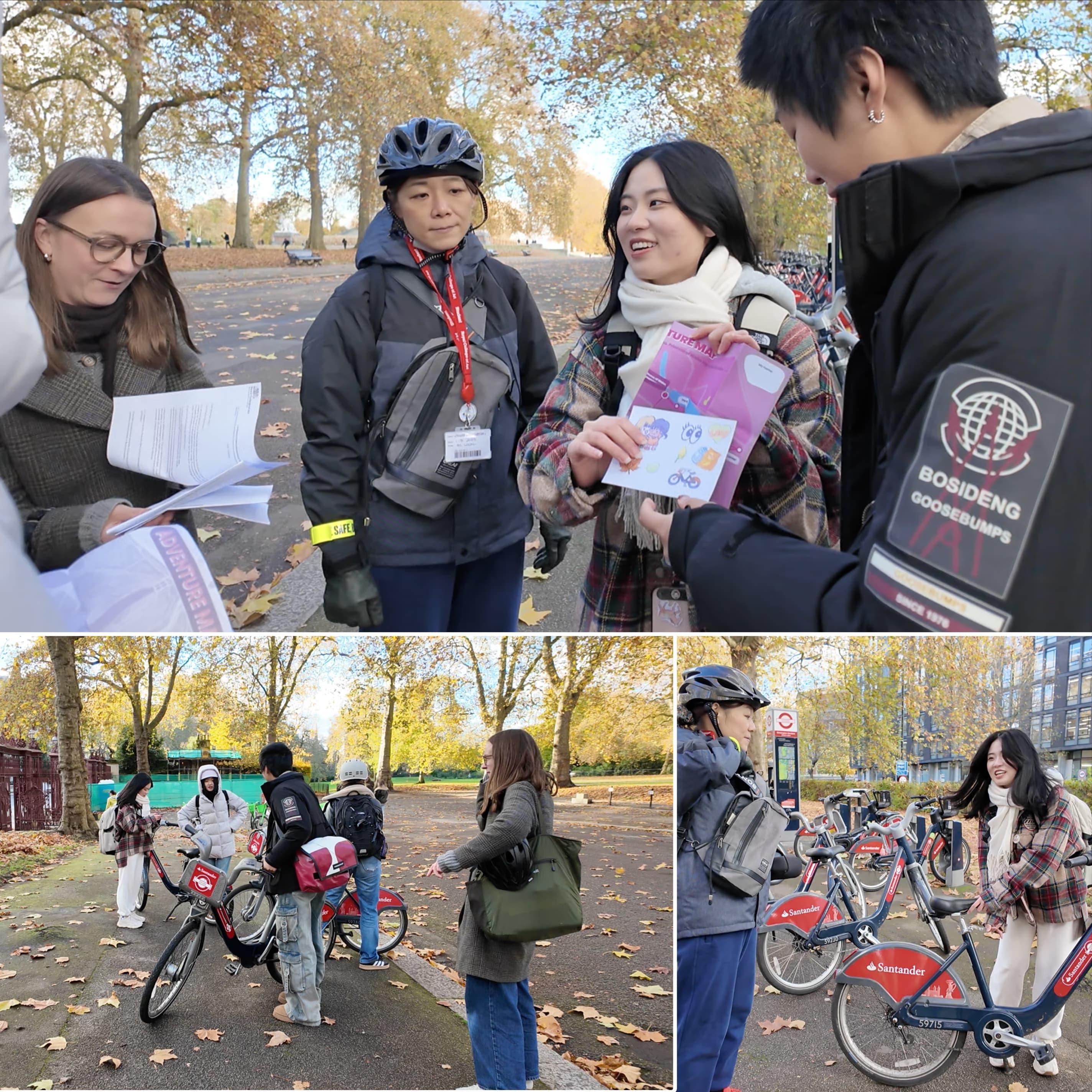 Participants reviewing Cycle Picnic materials before the campus cycling prototype.